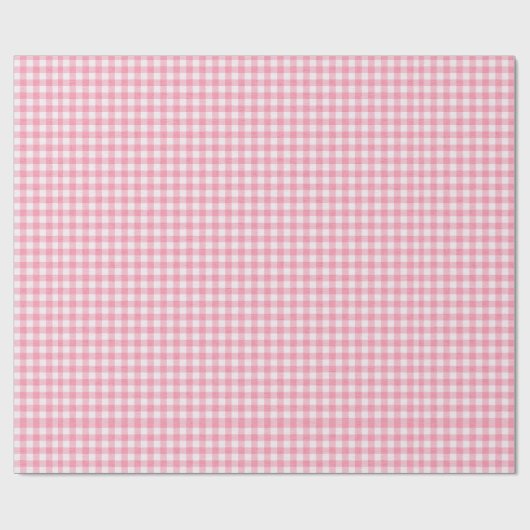 Girl Pink Gingham Birthday Wrapping Paper Cadeaupapier (Vlak)