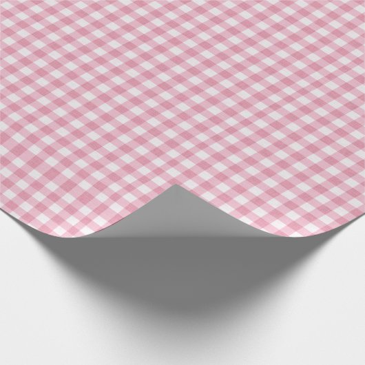 Girl Pink Gingham Birthday Wrapping Paper Cadeaupapier (Hoek)
