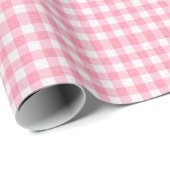 Girl Pink Gingham Birthday Wrapping Paper Cadeaupapier (Rol Hoek)