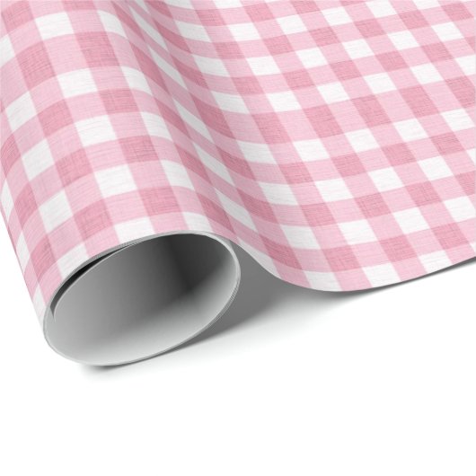 Girl Pink Gingham Birthday Wrapping Paper Cadeaupapier (Rol Hoek)