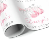 Girl Pink Glitter Pumpkin Gepersonaliseerd Baby sh Cadeaupapier (Rol Hoek)