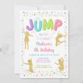 Girl Pink Gold Rainbow Jump Bounce Birthday Kaart (Voorkant)