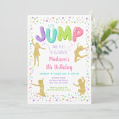 Girl Pink Gold Rainbow Jump Bounce Birthday Kaart (Staand voorkant)