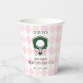 Girl Pink Golf Two Sweet 2nd Birthday Party Papieren Bekers (Voorkant)