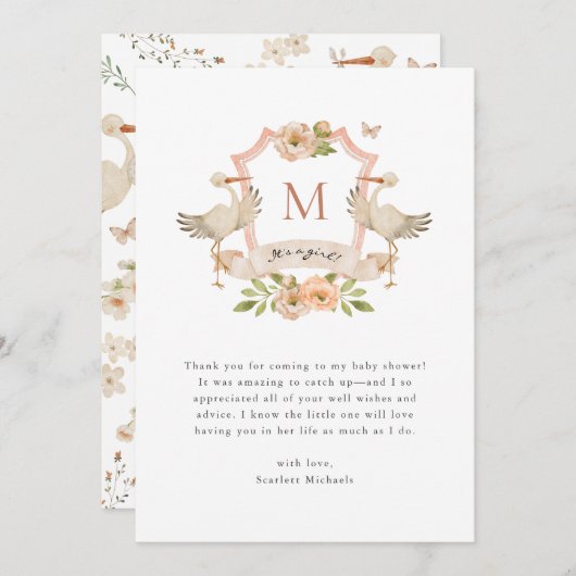 Girl Pink - Hartelijk dank Bedankkaart (Voorkant / Achterkant)