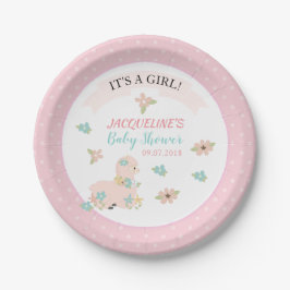 Girl Pink Llama Floral Baby shower Papieren Bordje