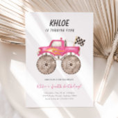Girl Pink Monster Truck Bash Any Age Birthday Kaart