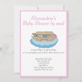 Girl Pink Noah Ark Baby shower per post Uitnodigin Kaart (Voorkant)