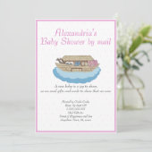 Girl Pink Noah Ark Baby shower per post Uitnodigin Kaart (Staand voorkant)
