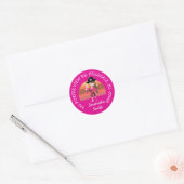 Girl Pink Parrot Pirate Party ADDRESS Classic Ro Ronde Sticker (Envelop)