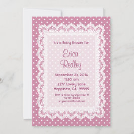 GIRL Pink Polka Dots Baby shower V17A Kaart