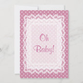 GIRL Pink Polka Dots Baby shower V17A Kaart (Achterkant)