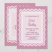 GIRL Pink Polka Dots Baby shower V17A Kaart (Voorkant / Achterkant)