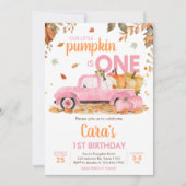 Girl Pink Pumpkin Truck Fall Birthday  Kaart (Voorkant)