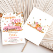 Girl Pink Pumpkin Truck Fall Birthday  Kaart