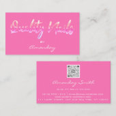 Girl Pink Quality Nail Script QR Code Logo Visitekaartje (Voorkant / Achterkant)