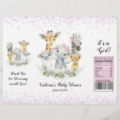 Girl Pink Safari Baby shower Chip Bag Wrapper Flyer (Voorkant)