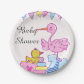 Girl Pink Stork Baby shower Paper Bord (Voorkant)
