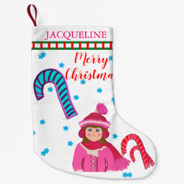 Girl Pink White Pet Candy Canes kerstboom Kleine Kerstsok
