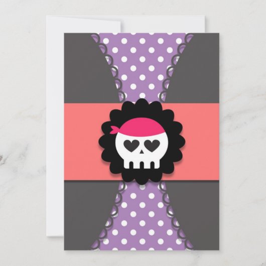 Girl Pirate Birthday Invitation for Kids Kaart (Voorkant)