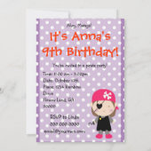 Girl Pirate Birthday Invitation for Kids Kaart (Achterkant)