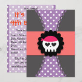 Girl Pirate Birthday Invitation for Kids Kaart (Voorkant / Achterkant)
