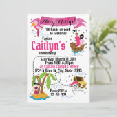 Girl Pirate Birthday Kaart (Staand voorkant)