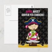 Girl Pirate Captain Briefkaart (Voorkant / Achterkant)