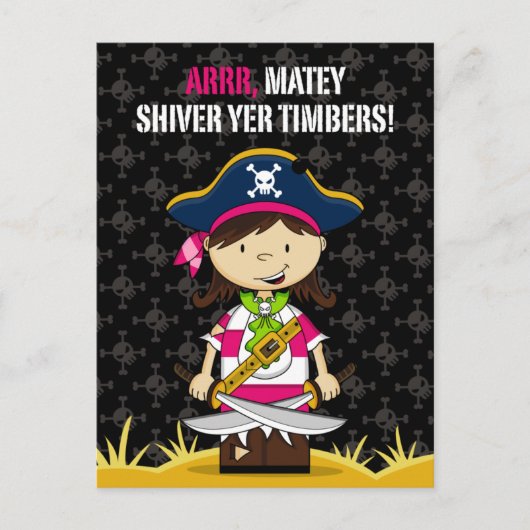Girl Pirate Captain Briefkaart (Voorkant)