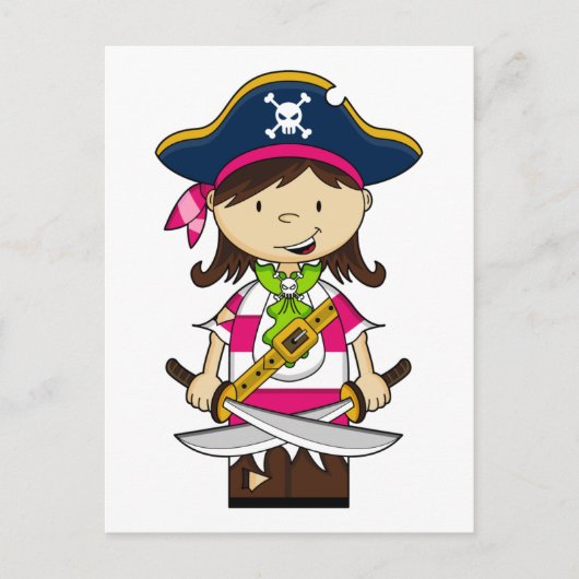 Girl Pirate Captain Briefkaart (Voorkant)