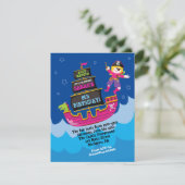 Girl Pirate Dragon Ship Birthday Party Invitation Kaart (Staand voorkant)