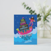 Girl Pirate Dragon Ship Birthday Party Invitation Kaart (Staand voorkant)