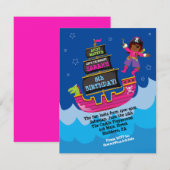 Girl Pirate Dragon Ship Birthday Party Invitation Kaart (Voorkant / Achterkant)