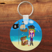 Girl Pirate met Treasure Chest Sleutelhanger (Voorkant)