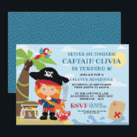 Girl Pirate Party Birthday-uitnodigingen Kaart<br><div class="desc">Ahoy me harten! Dit is uw kapitein aan het spreken! Ik bel alle kinderen voor een piratenfeest avontuur. Verstuur me timers... je danst een draai met deze piraatfeestuitnodiging. Een liefdevolle piraat die haar schat net heeft gevonden. Alles aan boord voor de piratenpartij of de plank lopen! Arrrghh! Dit maakt deel...</div>