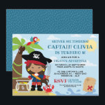 Girl Pirate Party Birthday-uitnodigingen Kaart<br><div class="desc">Ahoy me harten! Dit is uw kapitein aan het spreken! Ik bel alle kinderen voor een piratenfeest avontuur. Verstuur me timers... je danst een draai met deze piraatfeestuitnodiging. Een liefdevolle piraat die haar schat net heeft gevonden. Alles aan boord voor de piratenpartij of de plank lopen! Arrrghh! Dit maakt deel...</div>