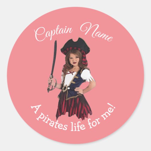 Girl Pirate Ronde Sticker (Voorkant)