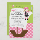  Girl Pirate Ship Birthday Party Kaart (Voorkant / Achterkant)