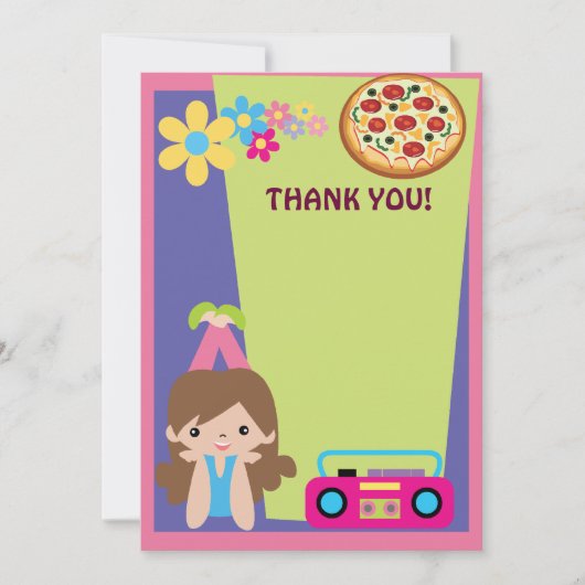 Girl Pizza Party Bedankt (Voorkant)