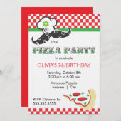 Girl Pizza Party Invitation Kaart (Voorkant / Achterkant)