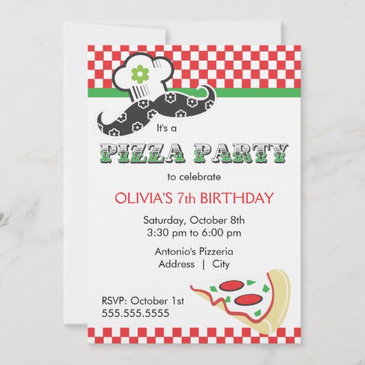 Girl Pizza Party Invitation Kaart (Voorkant)