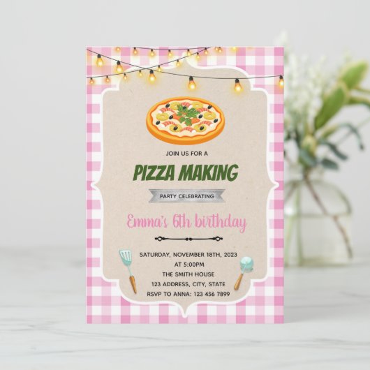 Girl pizzapmakerij bedankkaart (Staand voorkant)