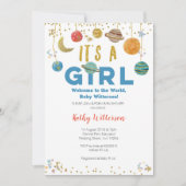 Girl Planets Buitenruimte Baby shower Uitnodiging (Voorkant)