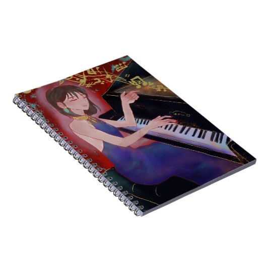 Girl Playing Piano Spiral Notebook Notitieboek (Rechterzijde)