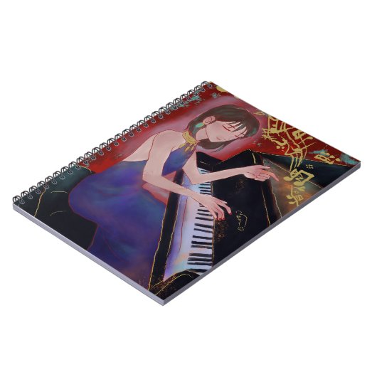 Girl Playing Piano Spiral Notebook Notitieboek (Linkerzijde)