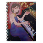 Girl Playing Piano Spiral Notebook Notitieboek (Voorkant)