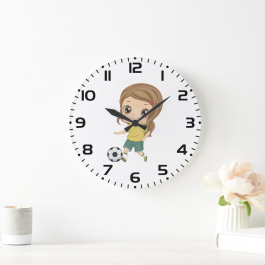 Girl Playing Soccer Adorable Kids Sports Grote Klok (Huis)