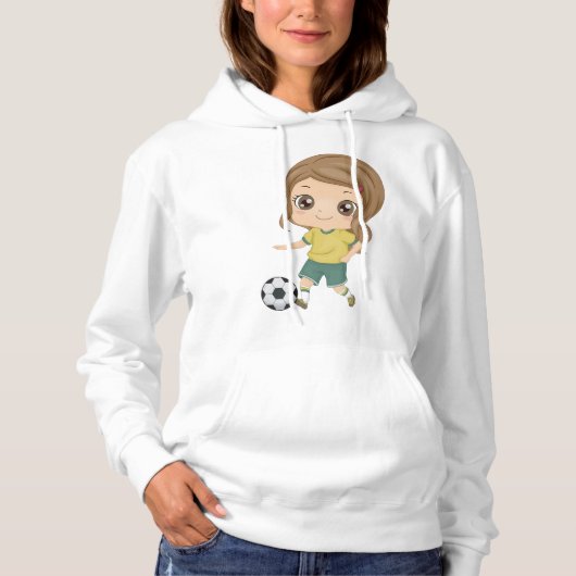 Girl Playing Soccer Adorable Kids Sports Hoodie (Voorkant)