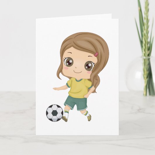 Girl Playing Soccer Adorable Kids Sports Kaart (Voorkant)