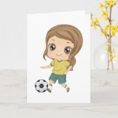 Girl Playing Soccer Adorable Kids Sports Kaart (Gele Bloem)